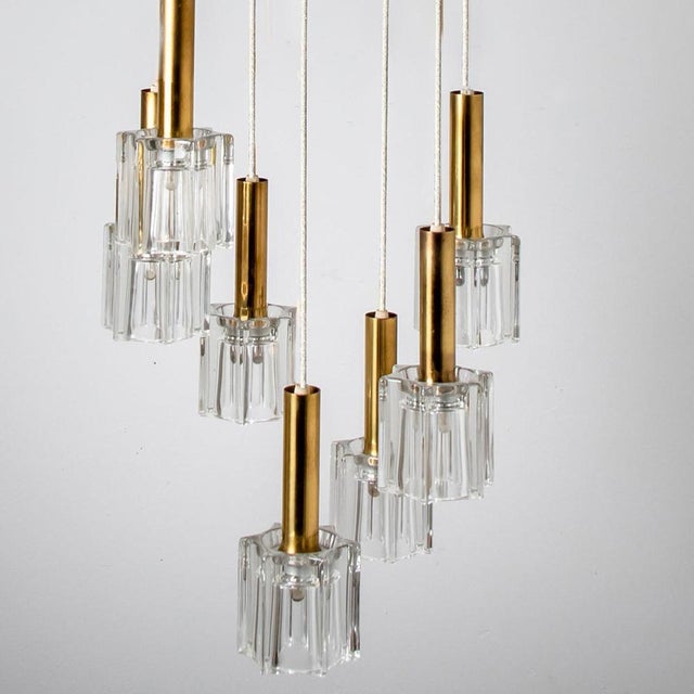 Cascading Glass and Brass Pendant fro Peill Putzler, 1970s For Sale - Image 9 of 18