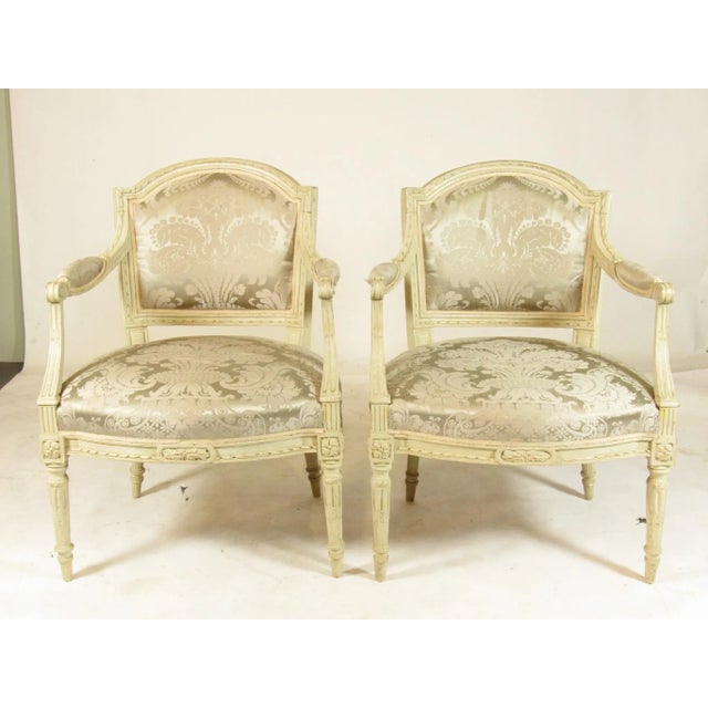 19th C. Vintage Louis XVI Fautueils- A Pair For Sale - Image 12 of 12