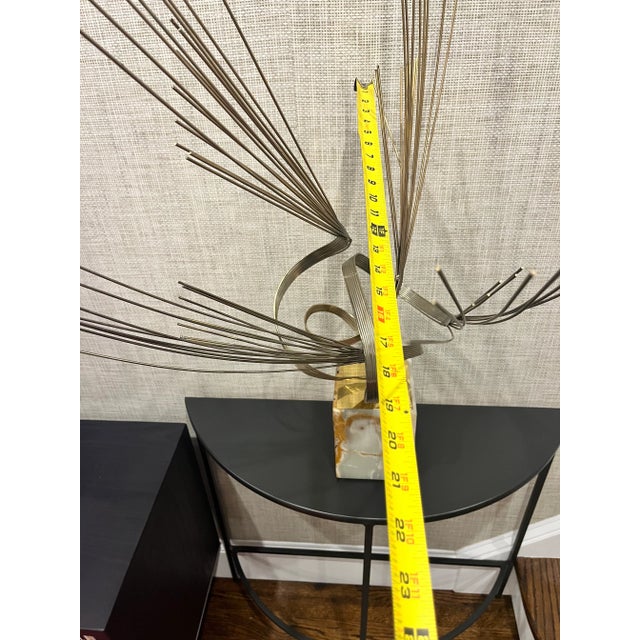 Gold 1970s C Jere Brass Sculpture on Onyx Base For Sale - Image 8 of 10