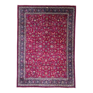1960s Old Persian Mashad Area Rug 11'6" X 16'9" For Sale