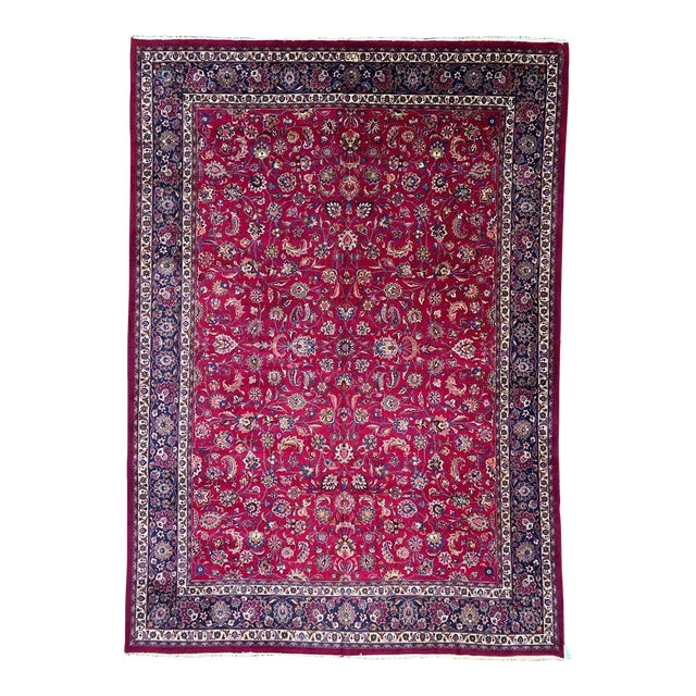 1960s Old Persian Mashad Area Rug 11'6" X 16'9" For Sale