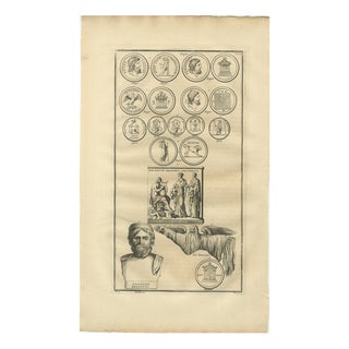 After Bernard de Montfaucon, Jupiter Cults and Roman Coins, Composite Classical Engraving, Montfaucon, 1721, Engraving For Sale