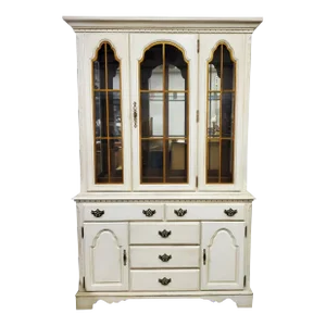 1990s Broyhill Traditional China Cabinet, Painted Antique White