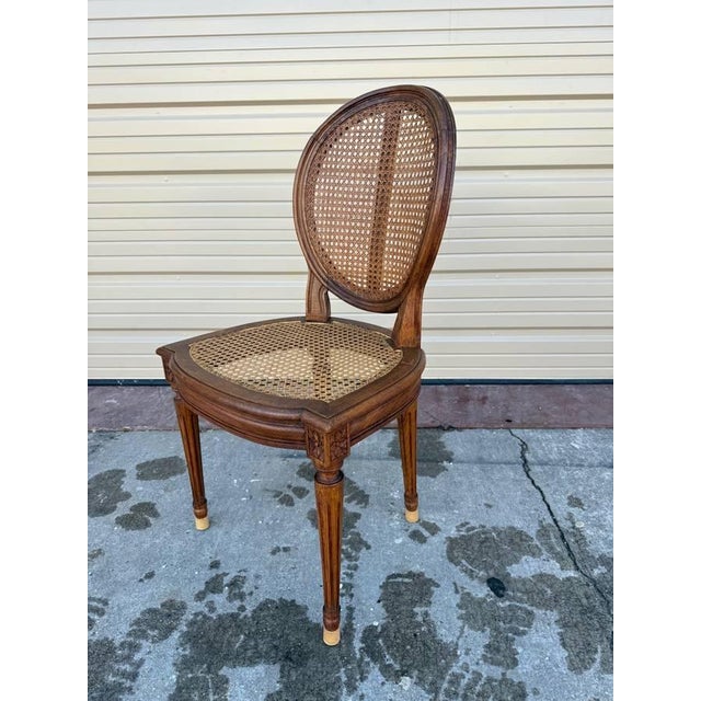Wood Early 20th Century Set of 4 Vintage Louis XVI Style Cane Back & Seat Dining Chairs For Sale - Image 7 of 11