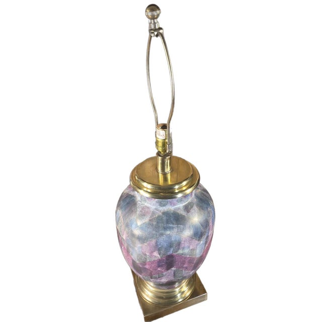 Late 20th Century Vintage Frederick Cooper Chevron Ginger Jar Table Lamp For Sale - Image 5 of 11