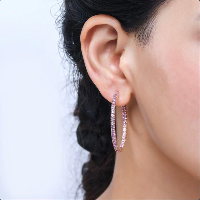 4.80 cts Natural pink sapphire earrings in 18k gold For Sale - Image 18 of 18