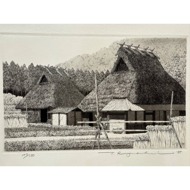 Original limited edition etching by Ryohei Tanaka, one of the most respected Japanese printmakers of the postwar period....