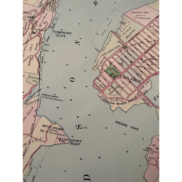 Antique cartography map of Section 10 of Rockland and Westchester Counties, New York. Hand colored index map in 3...