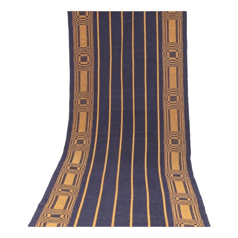 Swedish Dark Blue Runner with Gold Pattern For Sale