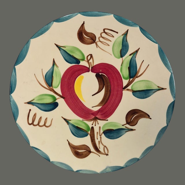 American Vintage Purinton Slip Ware Apple Pattern 12'' Platter For Sale - Image 3 of 10