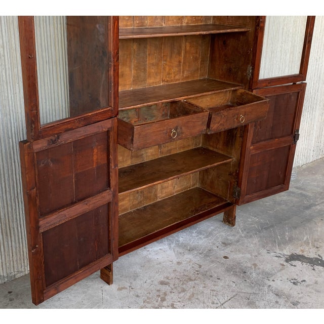 18th Century Cupboard or Bookcase With Glass Vitrine, Walnut, Spain Restored For Sale - Image 10 of 12