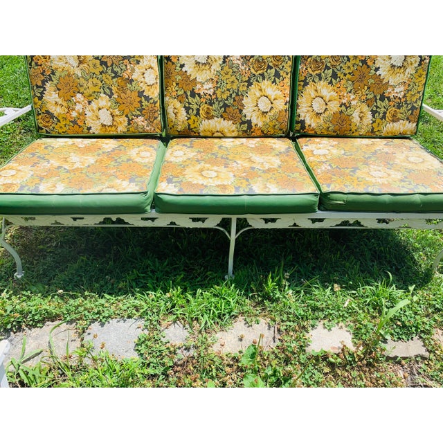Mid-Century Modern Vintage Wrought Iron Outdoor Patio Seating & Table, 4 Pieces For Sale - Image 3 of 12