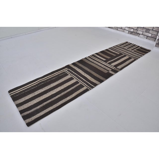 Black Black Vintage Anatolian Wool Kilim For Sale - Image 8 of 10