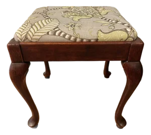 1940’s Queen Anne Mahogany Upholstered Footstool or Bench With Storage Compartment