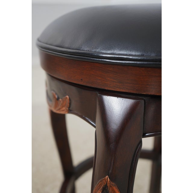 Wood Pair French Style Revolving Seat Counter Bar Stool Chairs For Sale - Image 7 of 12