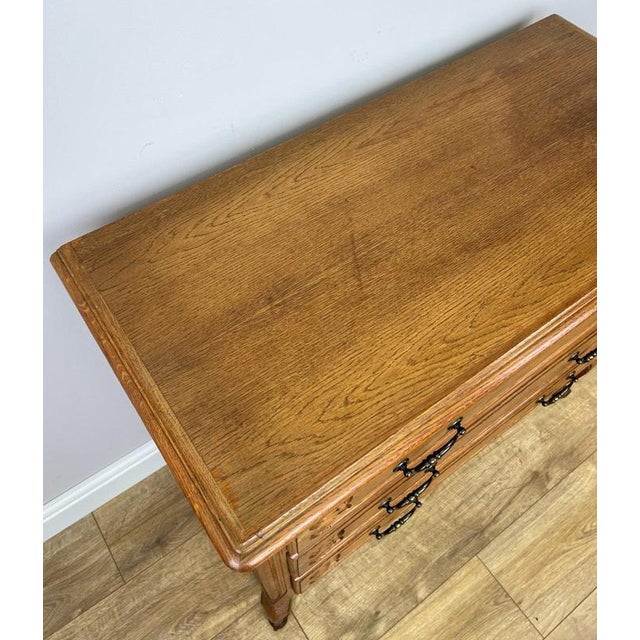 Vintage French Louis Style Oak Chest of 3 Drawers For Sale - Image 10 of 15