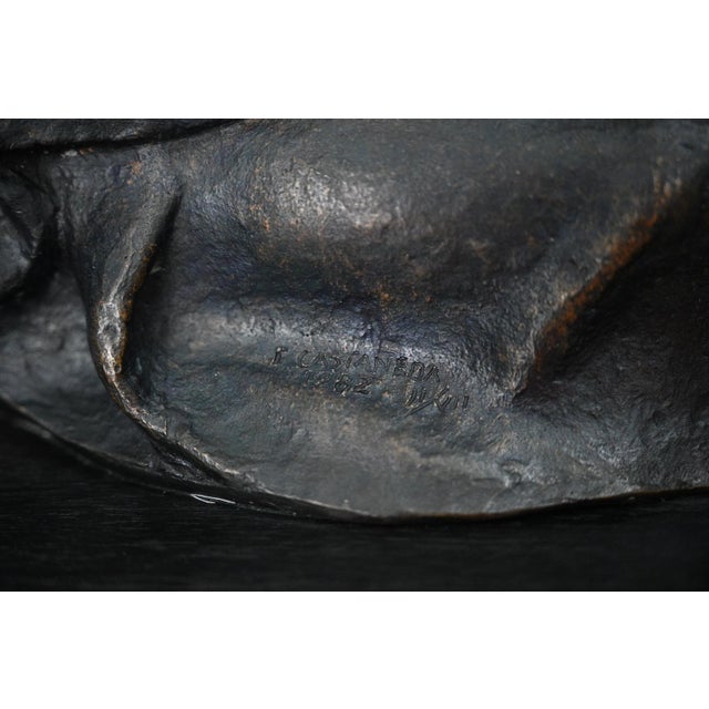 Black Felipe Castañeda Signed Bronze Sculpture "Dos Mujeres" Two Seated Women, 1982 For Sale - Image 8 of 8