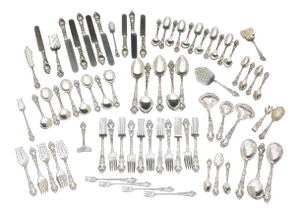 Douvaine by Unger Brothers Art Nouveau Sterling Silver Flatware - 75 Piece Set
