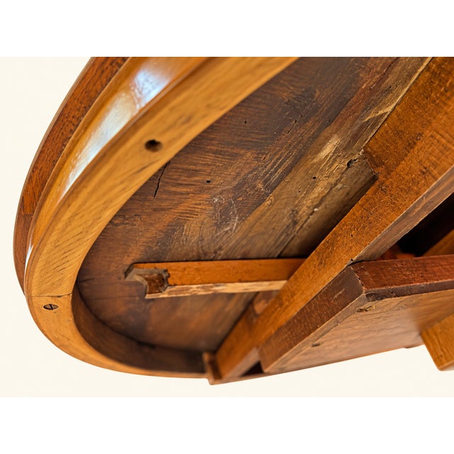 Brown 19th Century French Walnut Carved Round Drop-Leaf Table For Sale - Image 8 of 9