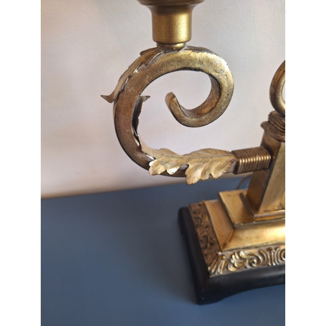 Pair of 1960s Hollywood Regency Twin Toleware Table Lamps, Double Shade Art Deco Influences For Sale In Tampa - Image 6 of 6