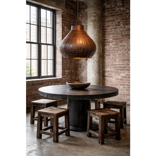 Mid 20th Century Industrial Iron Rivet Pot Pendant Light For Sale - Image 5 of 8