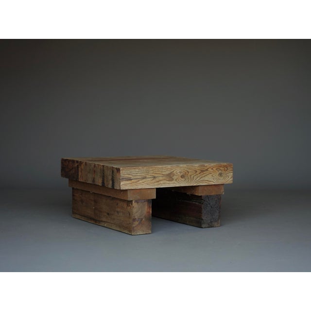 Small Brutalist Pine Coffee Table, 1970s For Sale - Image 4 of 16
