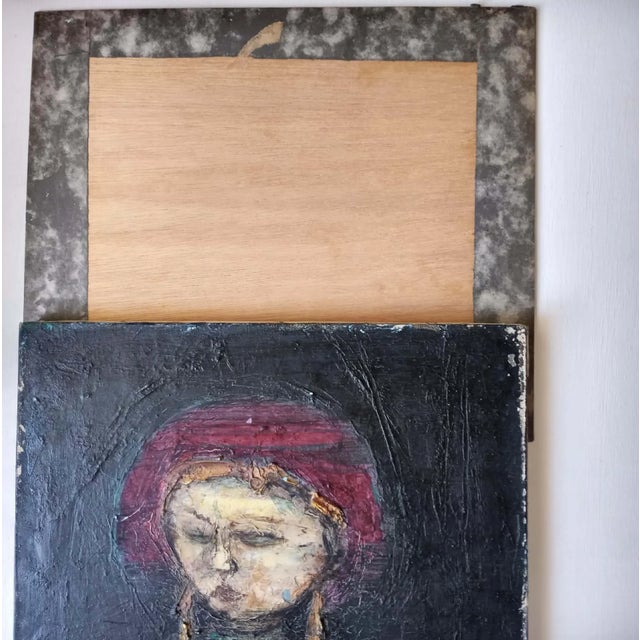 Mid-Century Japanese Modernist Oil Painting "Marionette" by Masaharu Fukui With Inscribed Board For Sale - Image 11 of 15