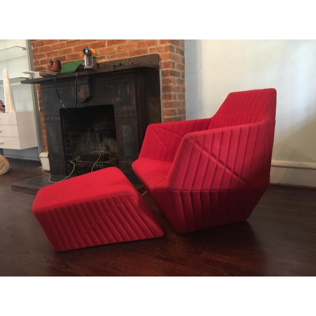 Contemporary Ligne Roset Facett Armchair and Ottoman For Sale - Image 3 of 9