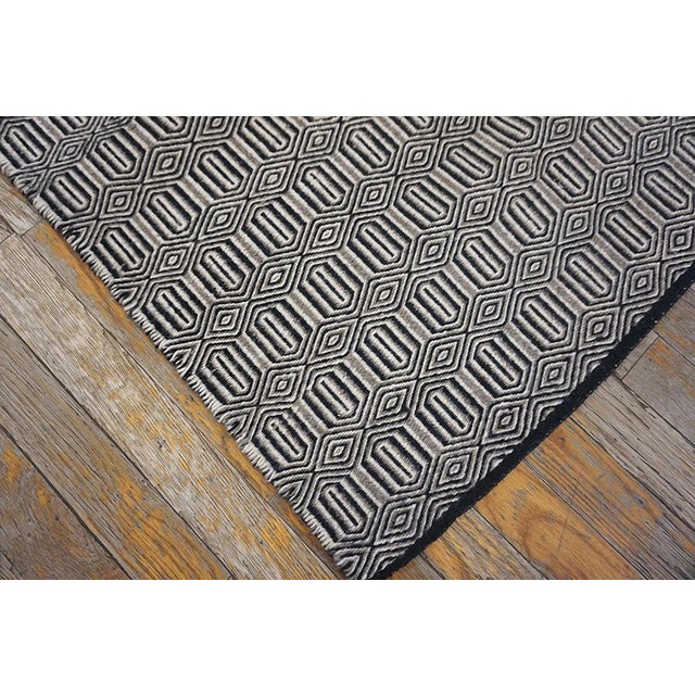 Stupendous American Navajo Twill Saddle Rug With Gray-Black-White Stripe Pattern For Sale - Image 4 of 14