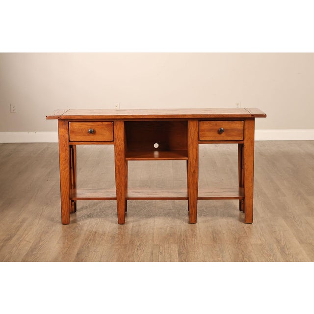 Broyhill Attic Heirlooms Country Style Oak Console Table For Sale - Image 9 of 15