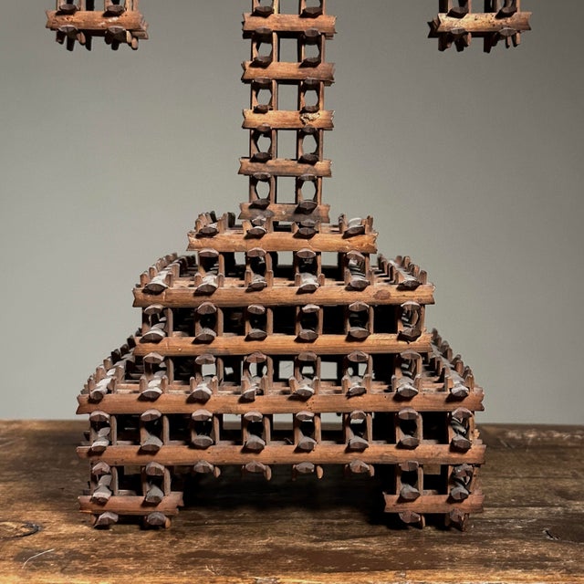 Antique 19th Century Tramp Art Crown of Thorns Crucifix Footed Sculpture For Sale In Philadelphia - Image 6 of 11