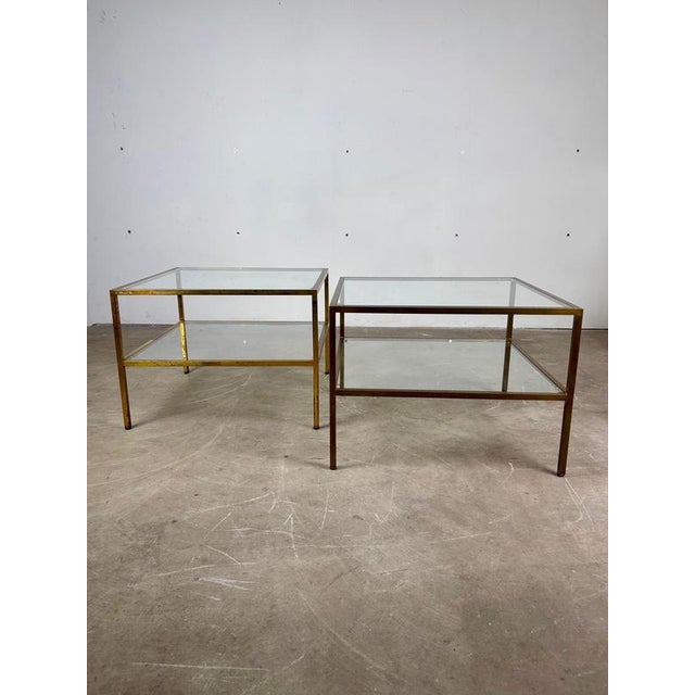 Brass and Glass Side Tables, 1960s For Sale - Image 4 of 9