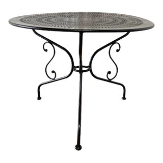 Vintage French Black Metal Outdoor Side Table For Sale