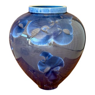 Hand-Thrown Porcelain Crystalline Glaze Vase by Sid Oakley For Sale