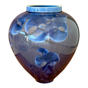 Hand-Thrown Porcelain Crystalline Glaze Vase by Sid Oakley