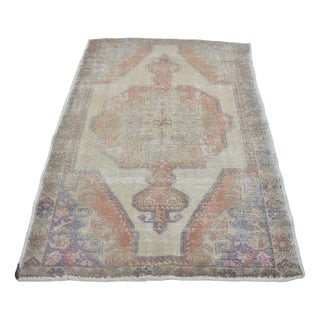 Turkish Distressed Oushak Area Rug, 1960a For Sale