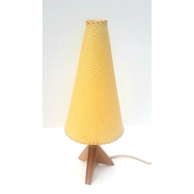 Mid-Century Modern Tripod Table Lamp with Wooden Base, 1950s For Sale - Image 3 of 3