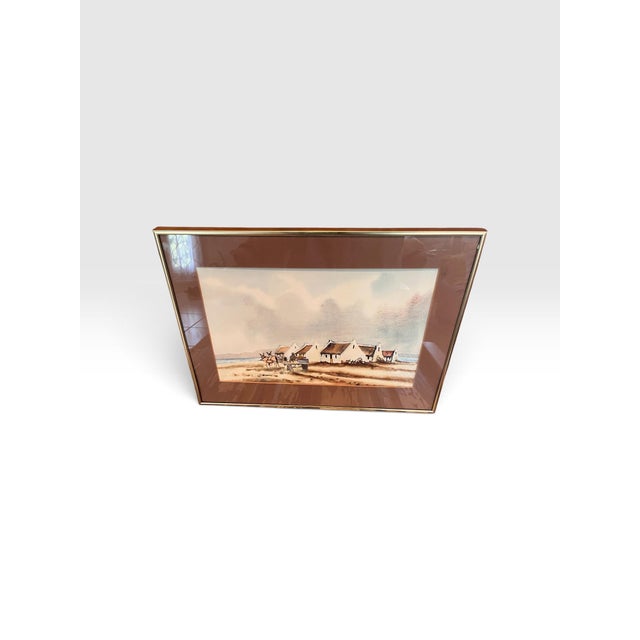 Late 20th Century Johan Manefeldt Signed South African Cape Landscape Original Watercolor For Sale - Image 4 of 6