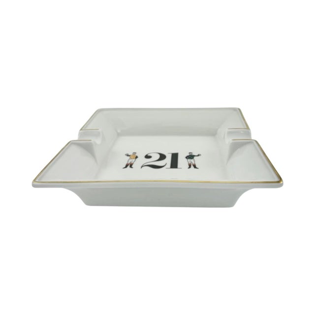 Ceramic Vintage the 21 Club Nyc Restaurant Equestrian Jockey Porcelain Ashtray For Sale - Image 7 of 11