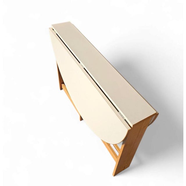 Vintage Scandinavian Folding Dining Table with Side Leaves and White Formica Top For Sale - Image 9 of 18