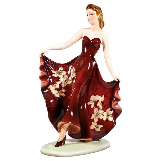 Ceramic Art Deco Fantasy Dancer Posing attributed to Claire Weiss for Goldscheider, Vienna, Austria, 1939 For Sale - Image 7 of 7