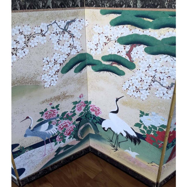 Early 19th Century Pair of Rare Antique Japanese Folding Screens with Provenance For Sale - Image 5 of 10