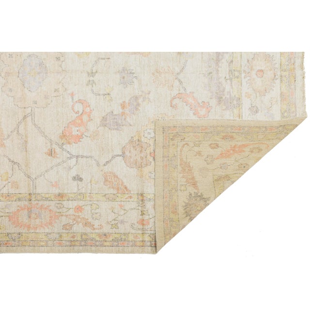 Transitional Modern Oushak Style Hand-Knotted Wool Rug - Pastel Floral Transitional Area Rug For Sale - Image 3 of 11