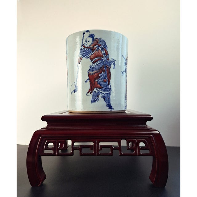 1930s Chinese Warriors Porcelain Bitong For Sale - Image 5 of 10