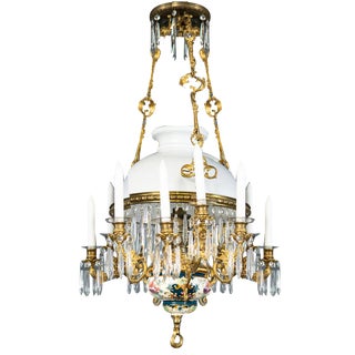White Majolica Chandelier, Early 1900s For Sale