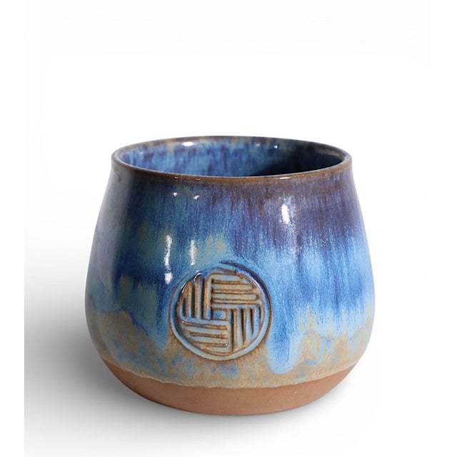 Mid 20th Century Danish Modern Crystalline Glaze Pottery Vase by Michael Anderson Bornholm 3 Herrings Mark For Sale - Image 9 of 10