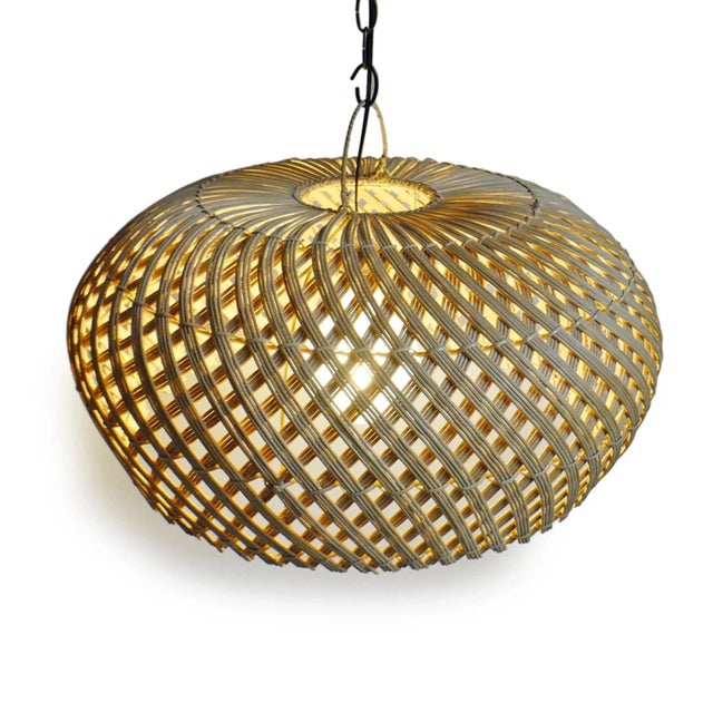 Rattan Dome Swirl Pendant Light Medium For Sale - Image 4 of 9