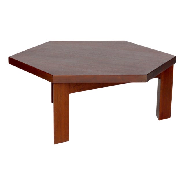 Teak Hexagonal Coffee Table by Wim Den Boon, 1960s For Sale