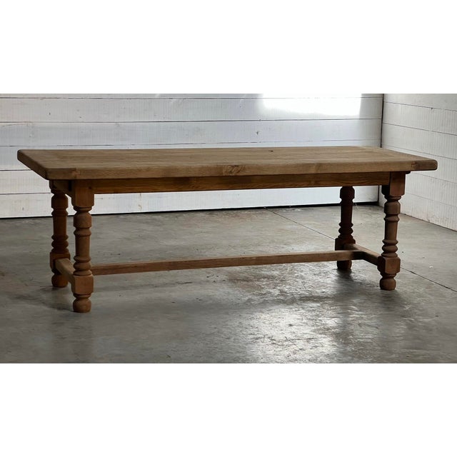 French Oak Farmhouse Kitchen Dining Table with Drawer, 1920 For Sale - Image 16 of 18