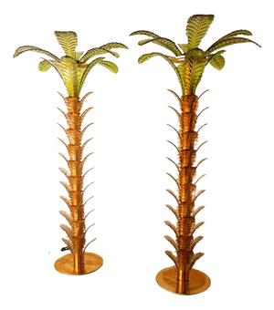 Palm Tree Floor Lamps in Brass & Murano Glass, Set of 2